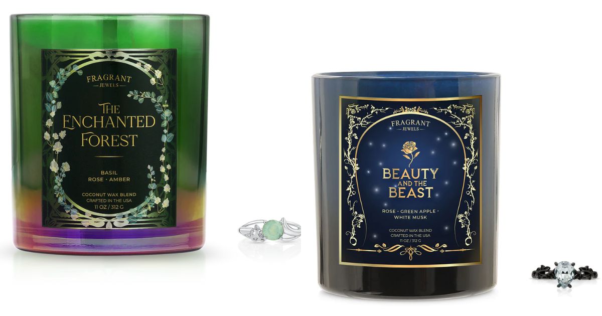 Fragrant Jewels Beauty and the Beast - Jewel Candle w/ Ring and The Enchanted Forest Candle w/ Ring