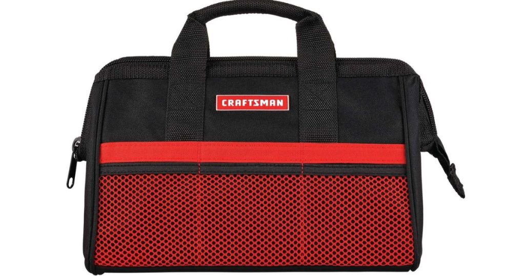 Craftsman 13 in. W X 9.75 in. H Wide Mouth Tool Bag 6 pocket Black/RedCraftsman Tool Bag  