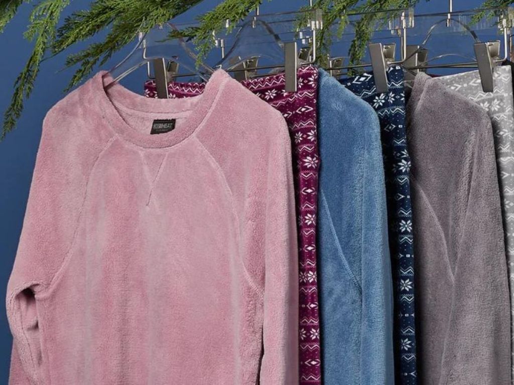 32 degrees 2-piece women's sleepwear sets hanging on hangers