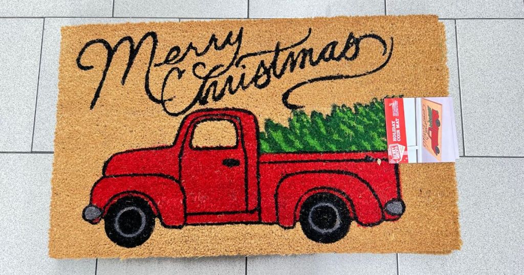 Merry Christmas Red Truck Doormat at Aldi