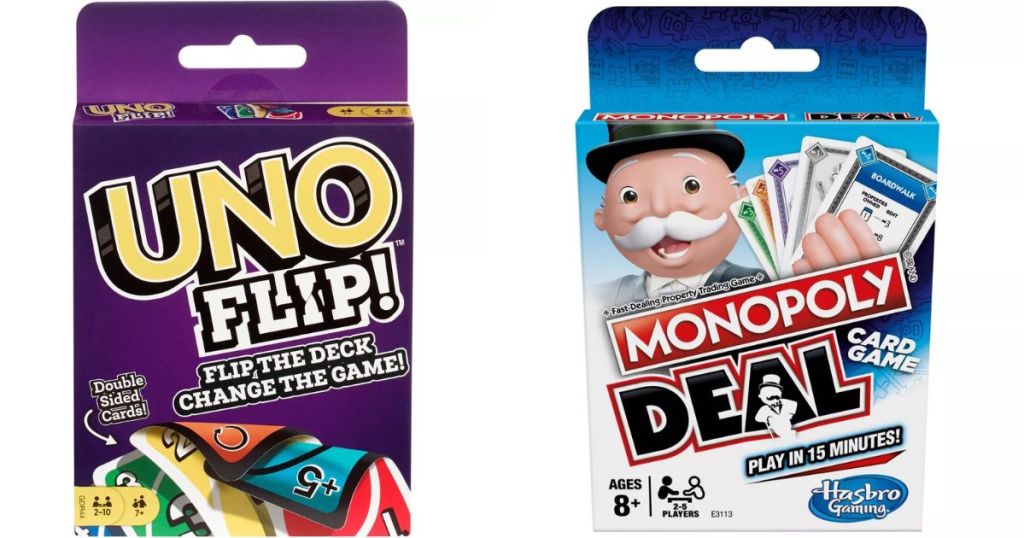 Uno Flip Card Game and Monopoly Deal Card Game
