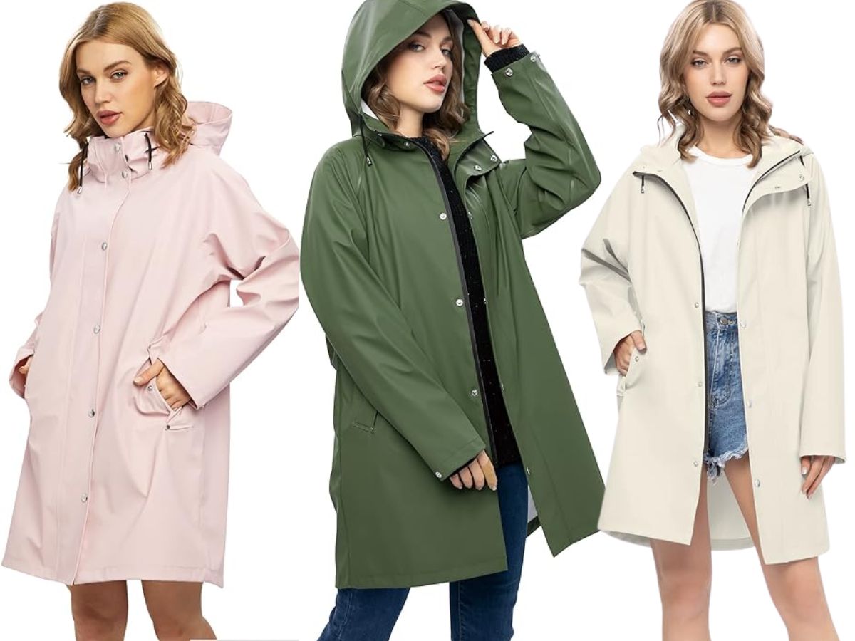 Rains Waterproof Hooded Long Rain Jacket, $125 | Nordstrom | Lookastic