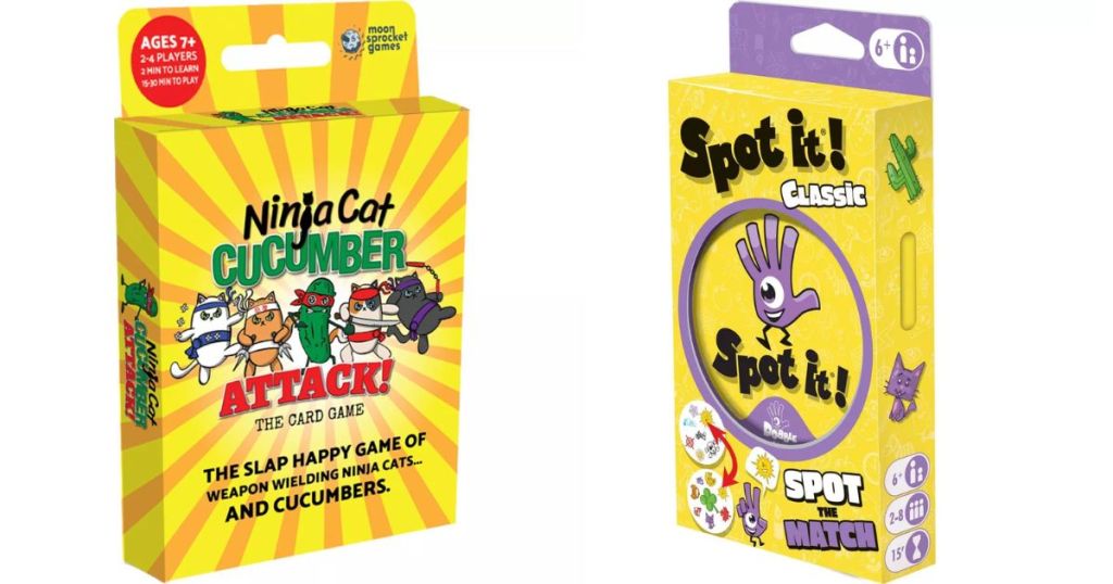 Ninja Cat Cucumber Attack! Card Game and Spot it! Card Game
