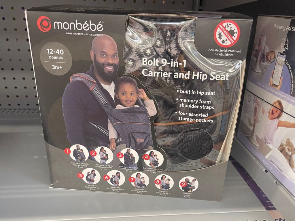 Monbebe baby carrier in box on shelf