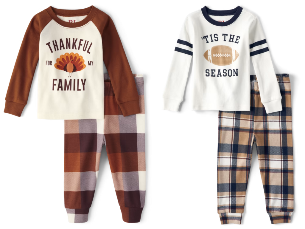The Children's Place Baby And Toddler Matching Family Thankful For My Family and Tis the Season Football Snug Fit Cotton Pajamas 