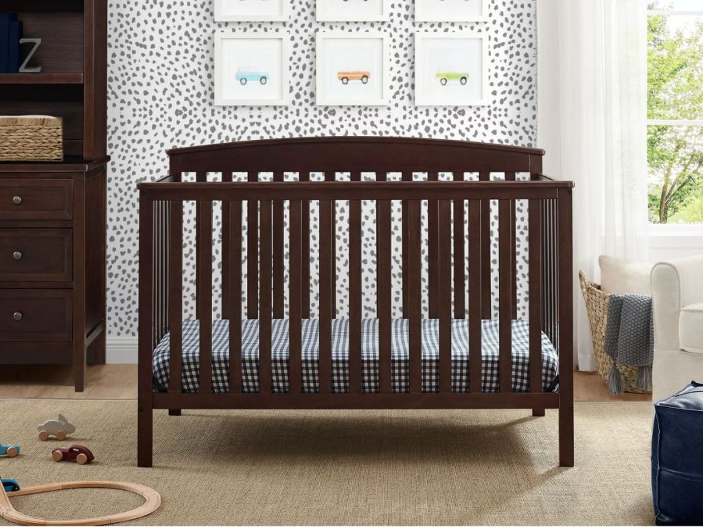 Delta Children Hanover 6-in-1 Convertible Baby Crib, Walnut Espresso 