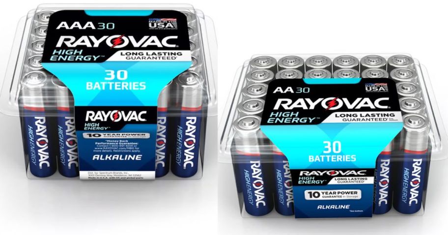 packs of Rayovac AA and AAA Batteries 30-Count 