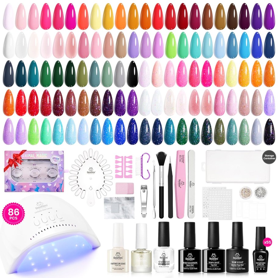 set of gel nail polish and manicure accessories