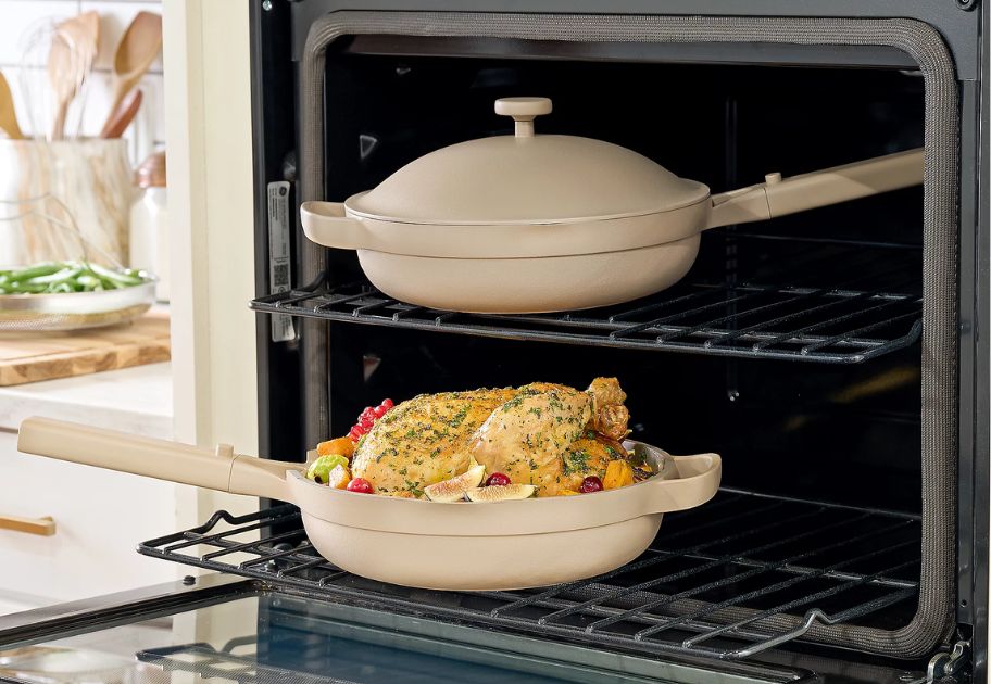 2 Our Place Always 2.0 Ceramic pans shown in oven