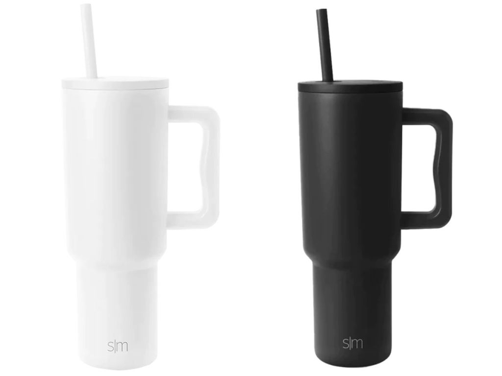 Simple Modern 40 oz Tumblers shown in Modern White and Midnight Black