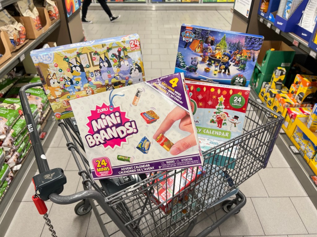 ALDI advent calendars in cart inside store