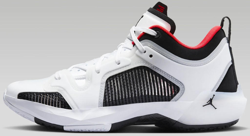 black and white jordan basketball shoe