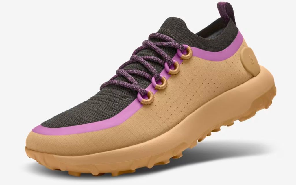 Allbirds Women's Trail Runners SWT in hazy beige and luxe purple stock image