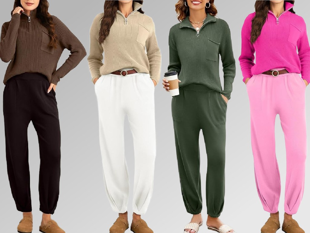 Stock images of women wearing Lounge Sets from Amazon