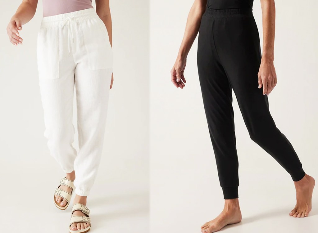 women in white and black joggers