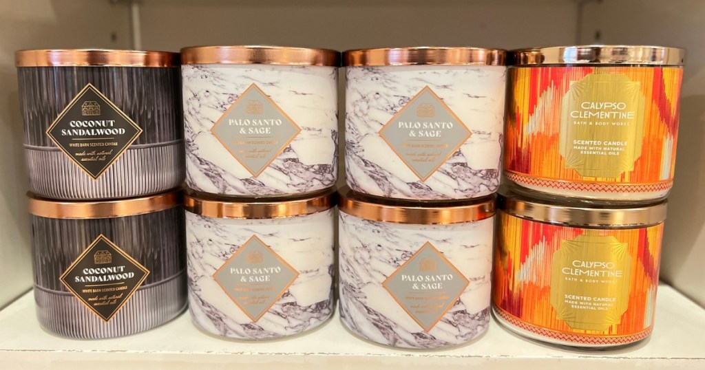 bath & body works 3-wick candles in store in new scents and designs