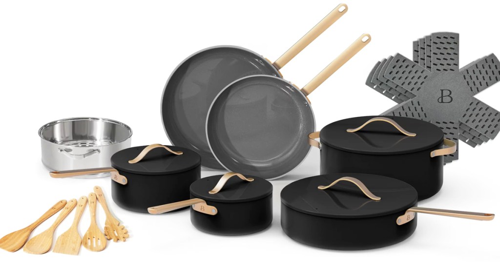 black and gold cookware set