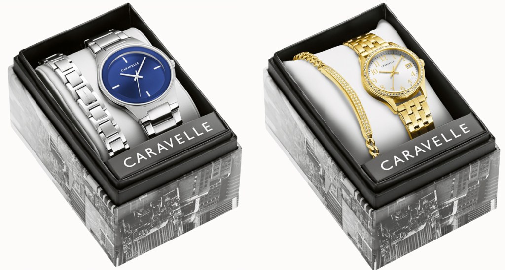 two watch and bracelet sets in gift boxes