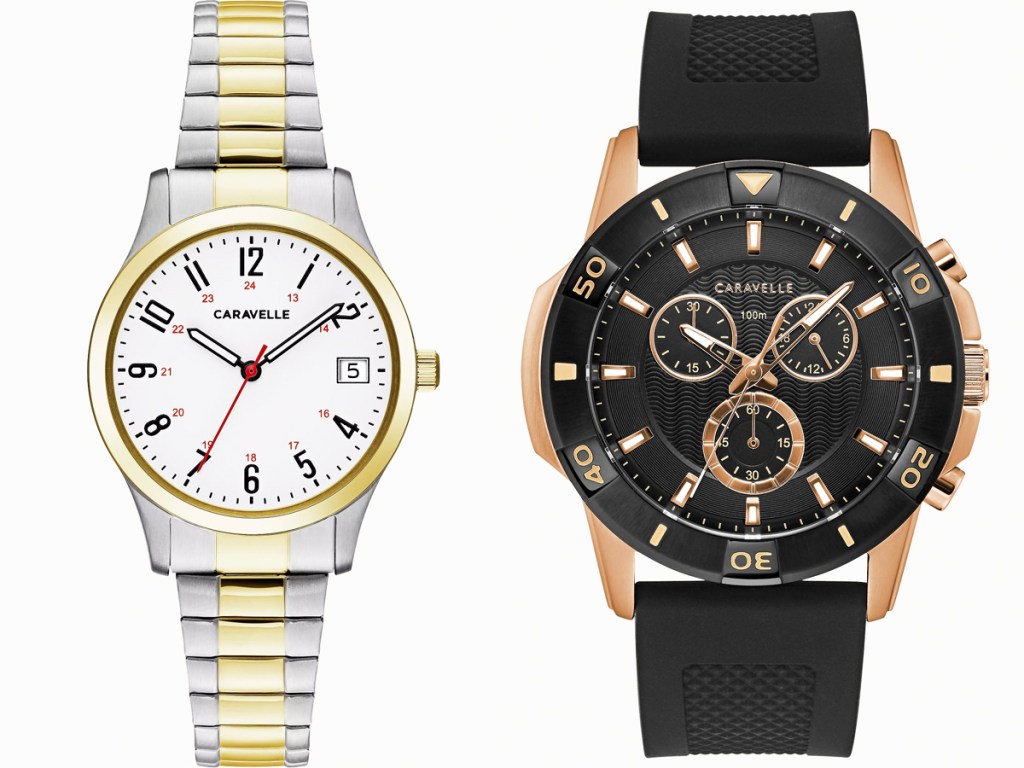gold and silver and black and rose gold watches