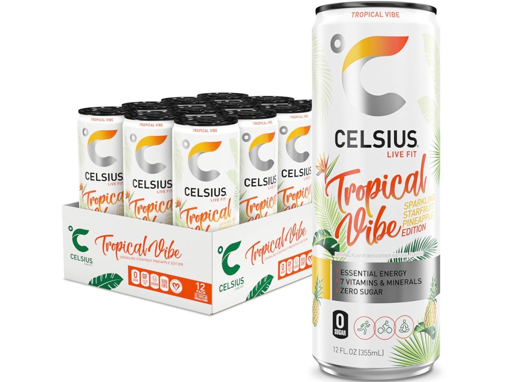 case of celsius energy drinks in tropical vibe flavor