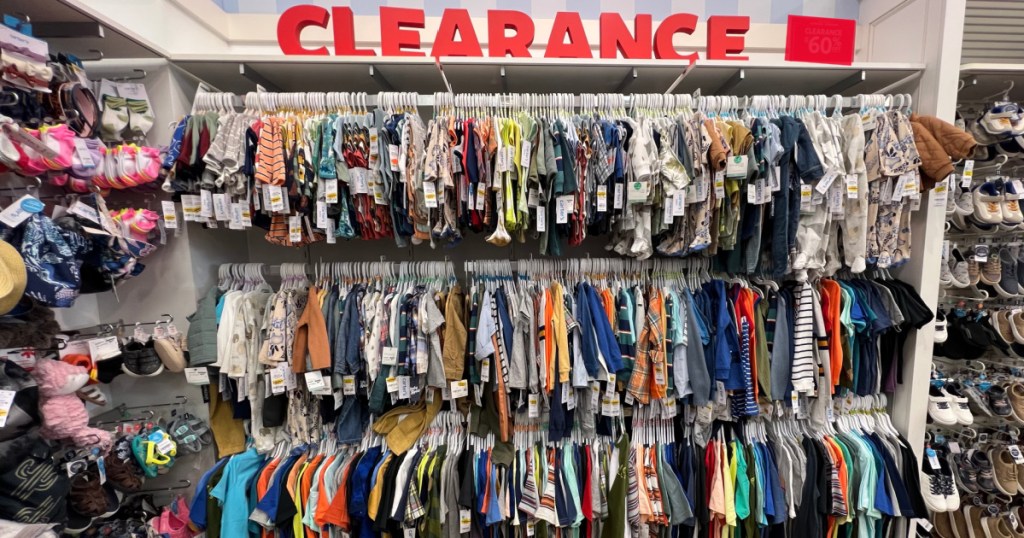 store racks of Carters Clearance clothes