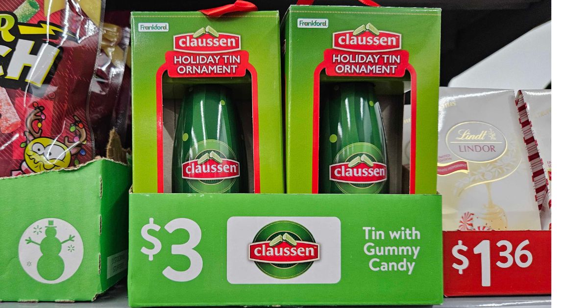 Claussen Pickles Ornament w Tin