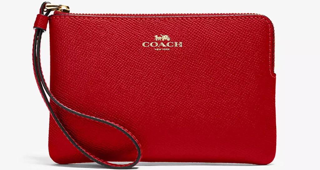 red leather coach wristlet