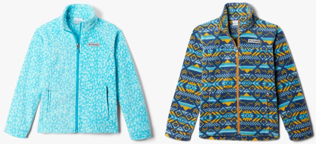 two blue printed columbia kids fleece jackets