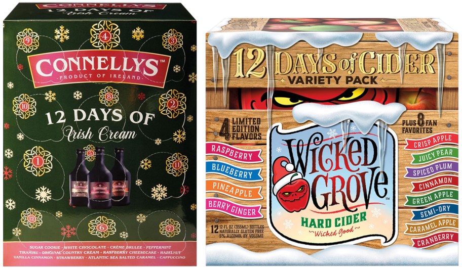 Connellys 12 Days of Irish Cream and Wicked Grove 12 Days of Cider Advent Calendars