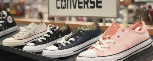 store display of converse low top sneakers
