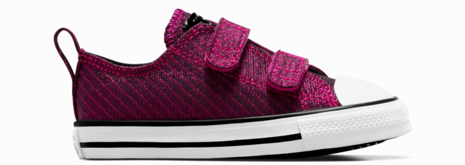 purple and pink striped velcro sneaker
