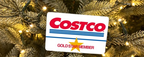costco gold star membership card in christmas tree