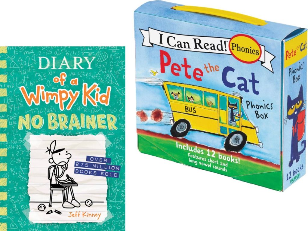 Diary of a Wimpy Kid No Brainer Book and Pete the Cat Phonics Books Set