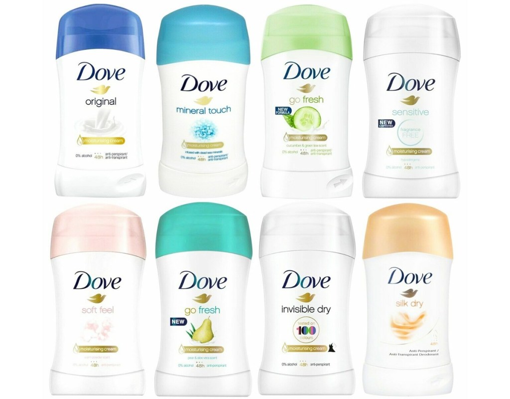 8 small sticks of dove deodorant