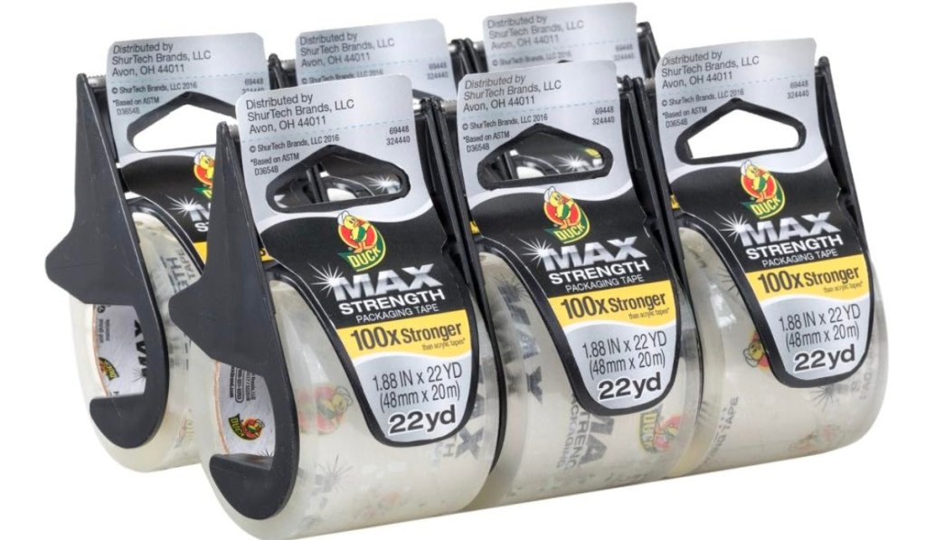 Duck Brand Max Strength Packing Tape 6-Pack