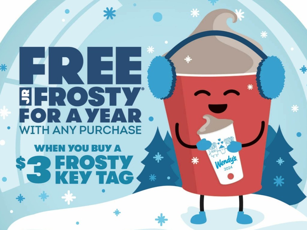 graphic showing a Wendy's frosty wearing earmuffs