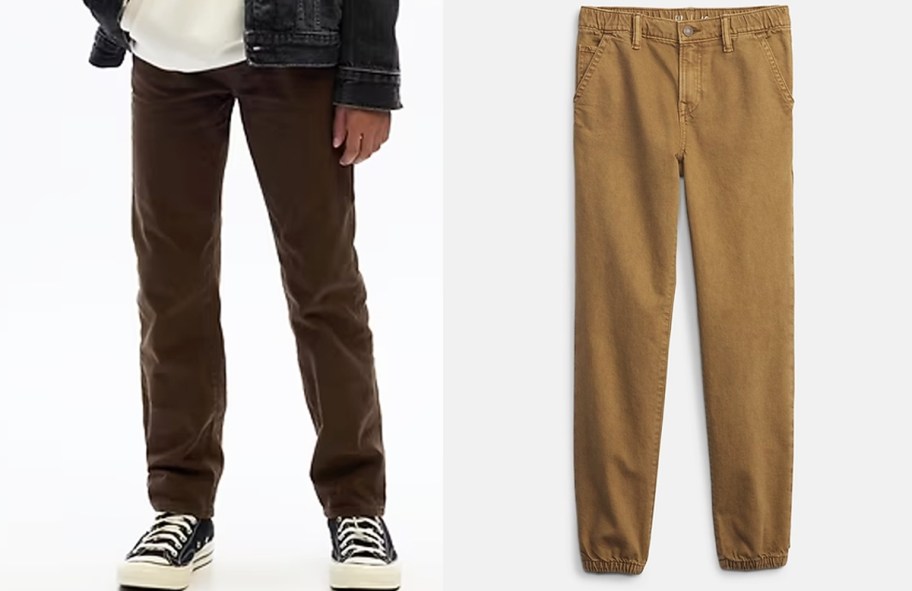 boys brown and khaki jeans