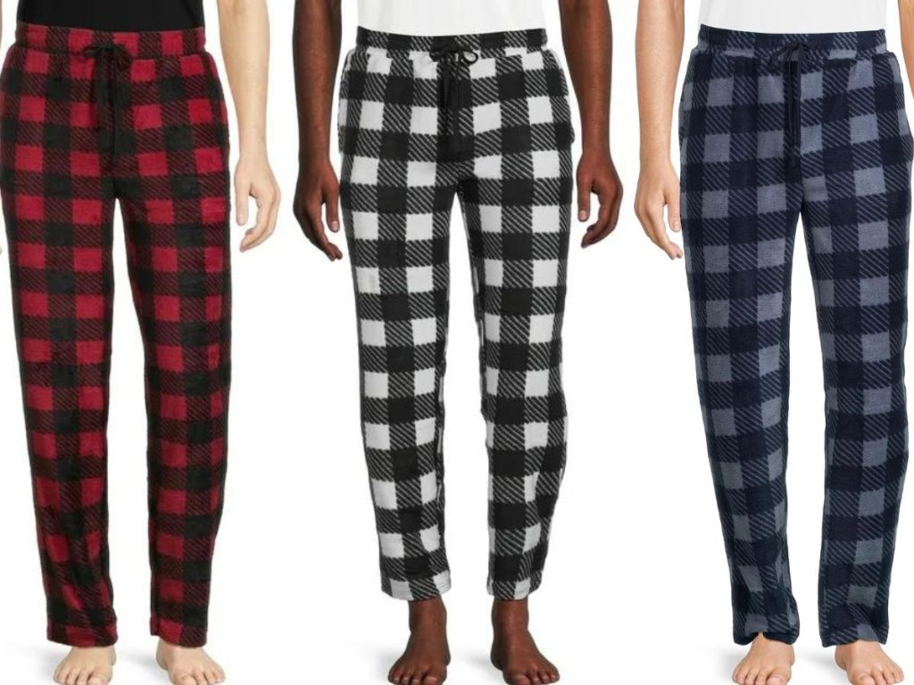 3 men wearing George sleep pants from Walmart