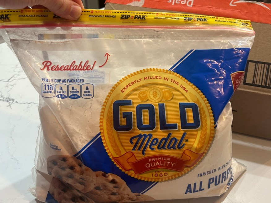 Gold Medal Flour bag on kitchen counter