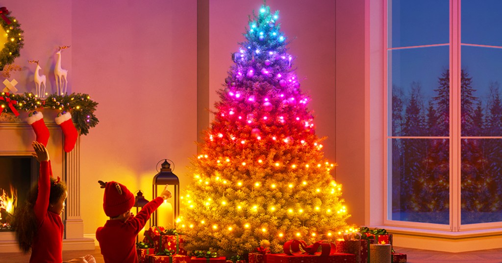 christmas tree with rainbow lights