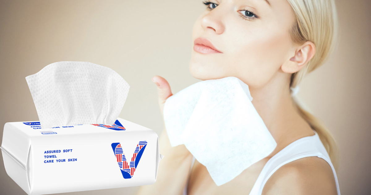 Vuacepe Disposable Face Clean Towel, Biodegradable Soft Facial Tissue for Sensitive Skin, Lint-free Facial Cleansing Towels, Dry Makeup Remover Wipes, Makeup Removing, Travel, Surface Cleaning-100Ct