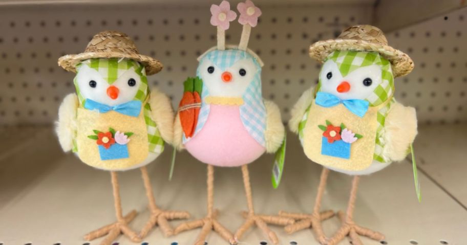 Fabric Easter birds on shelf
