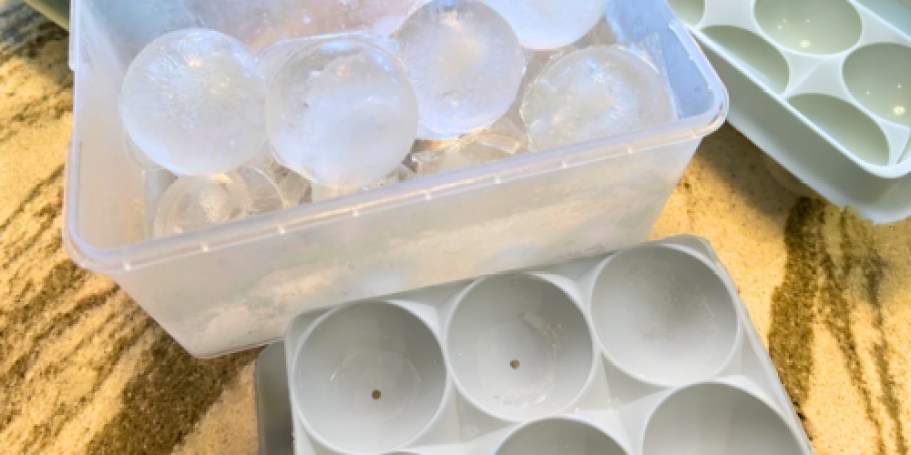 Large Round Ice Cube Trays w/ Bin & Tongs Only $6.49 on Amazon