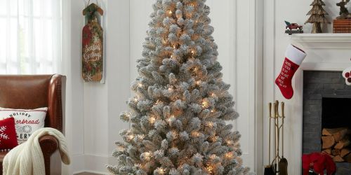 50% Off Walmart Christmas Trees | 6.5′ Pre-Lit Flocked Tree Only $39 Shipped + More!