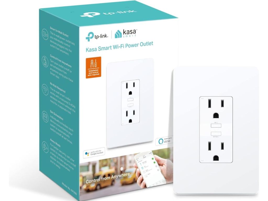 Kasa Smart Plug KP200, In-Wall Smart Home Wi-Fi Outlet w/ Remote 