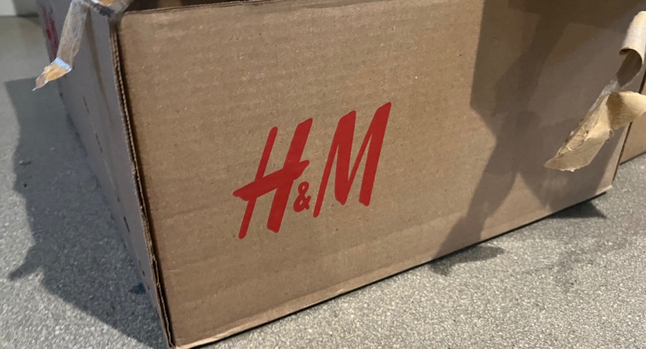 H&M package box on the floor
