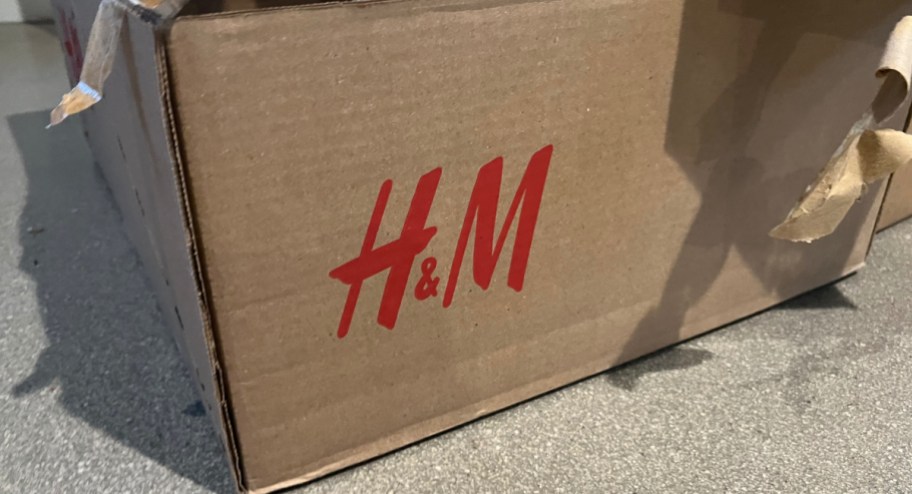 H&M package box on the floor