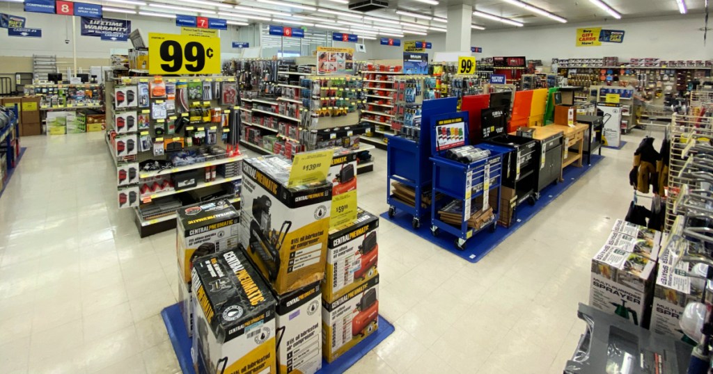 harbor freight store with different tools displayed