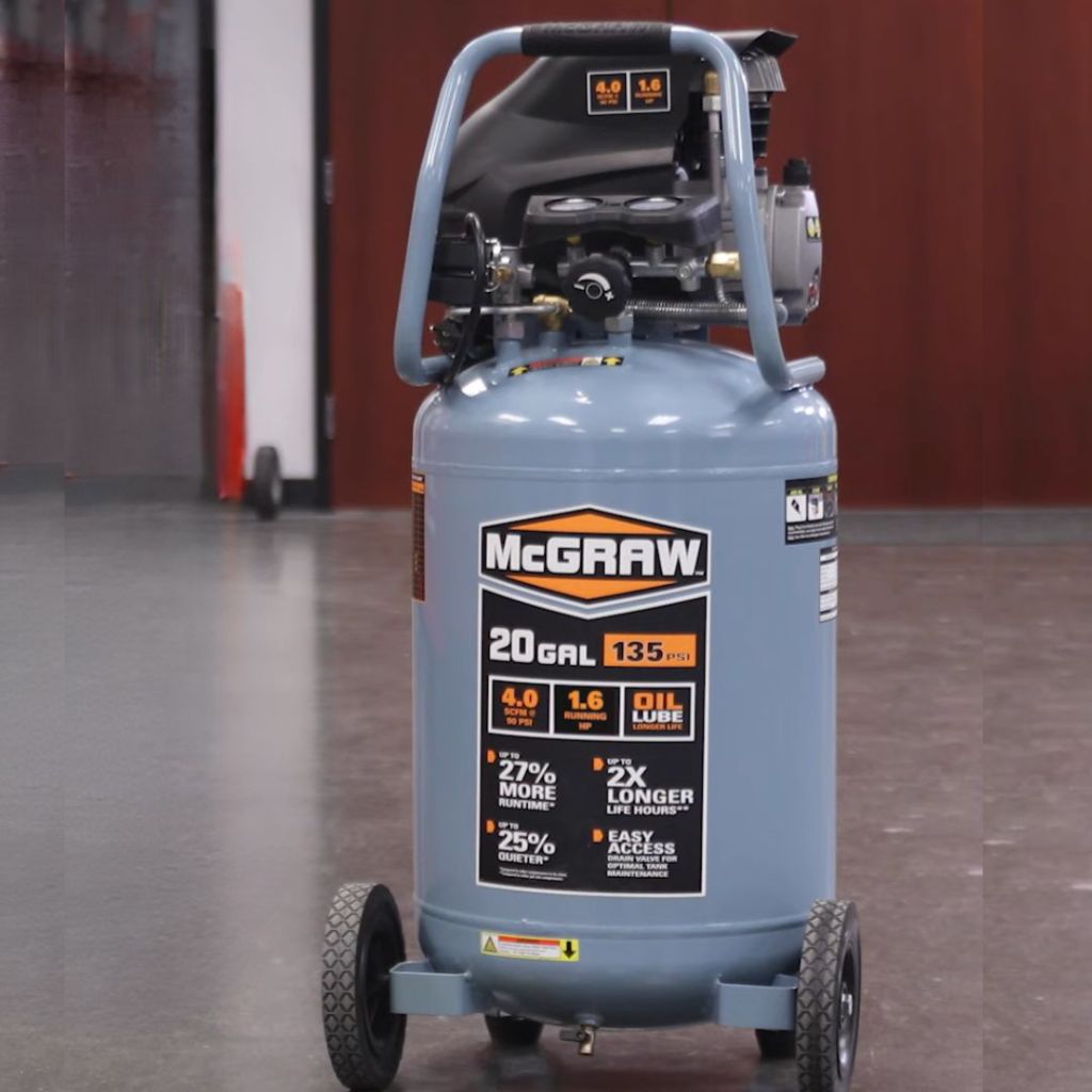 McGraw 20 Gallon 1.6 HP 135 PSI Oil-lube Vertical Air Compressor 