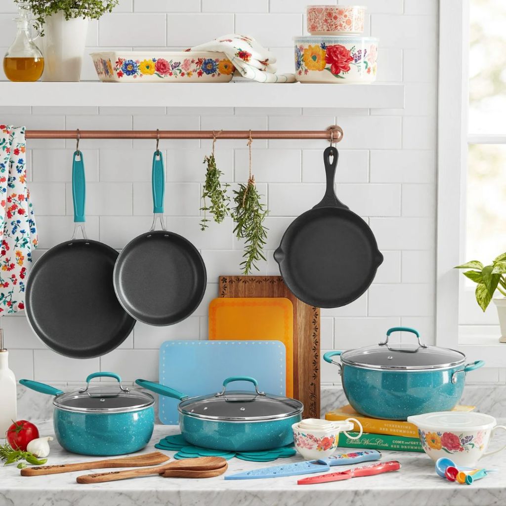 The Pioneer Woman Brilliant Blooms 38-piece Cookware Set 